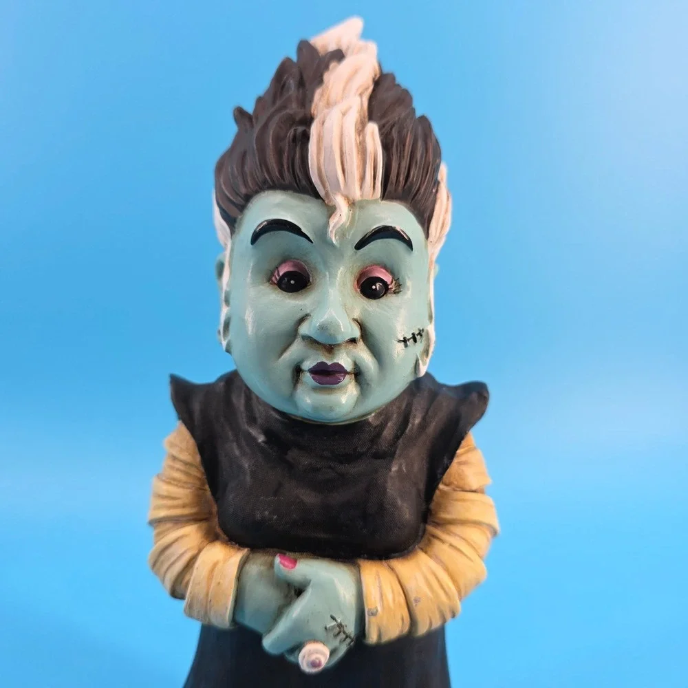 Spooky Bride of Frankenstein Garden Gnome Resin Horror Decor 11.5
